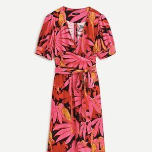 J. Crew Faux-wrap Midi Dress in Palm Print